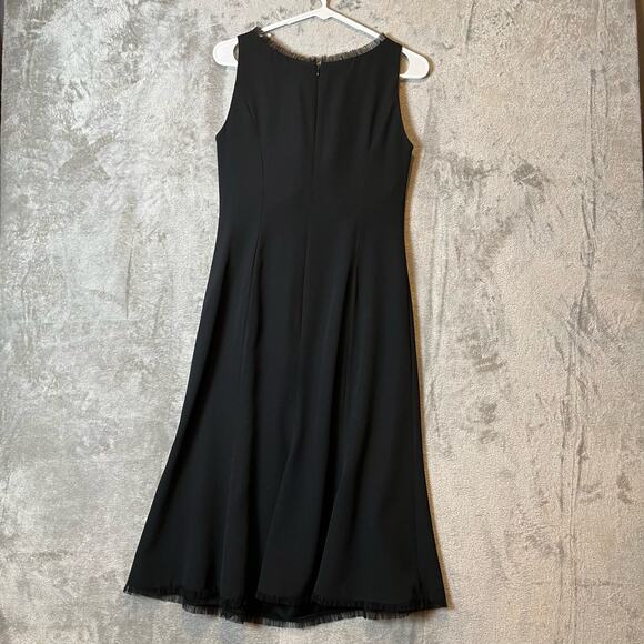 Daymor Couture Black Sleeveless Sheer Beaded Neck Dress Size 4 Women's - Picture 4 of 6